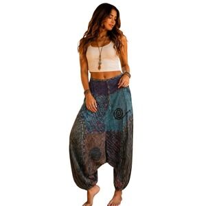 Karma Nepal Craft Mystic Gypsy 100% Cotton Patchwork Harem Pants OS